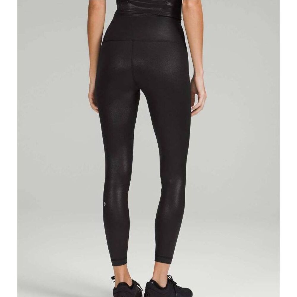 Lululemon Wunder Train High Rise Tight Black Foil Size 6 - Picture 2 of 7